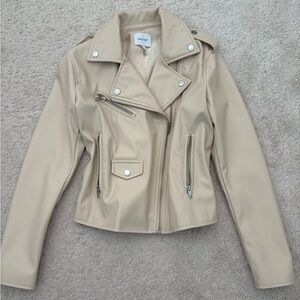 Nine West Beige/Cream Faux Leather Jacket for Women